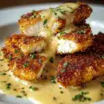 Crispy Parmesan Chicken with a Rich Garlic Sauce Recipe