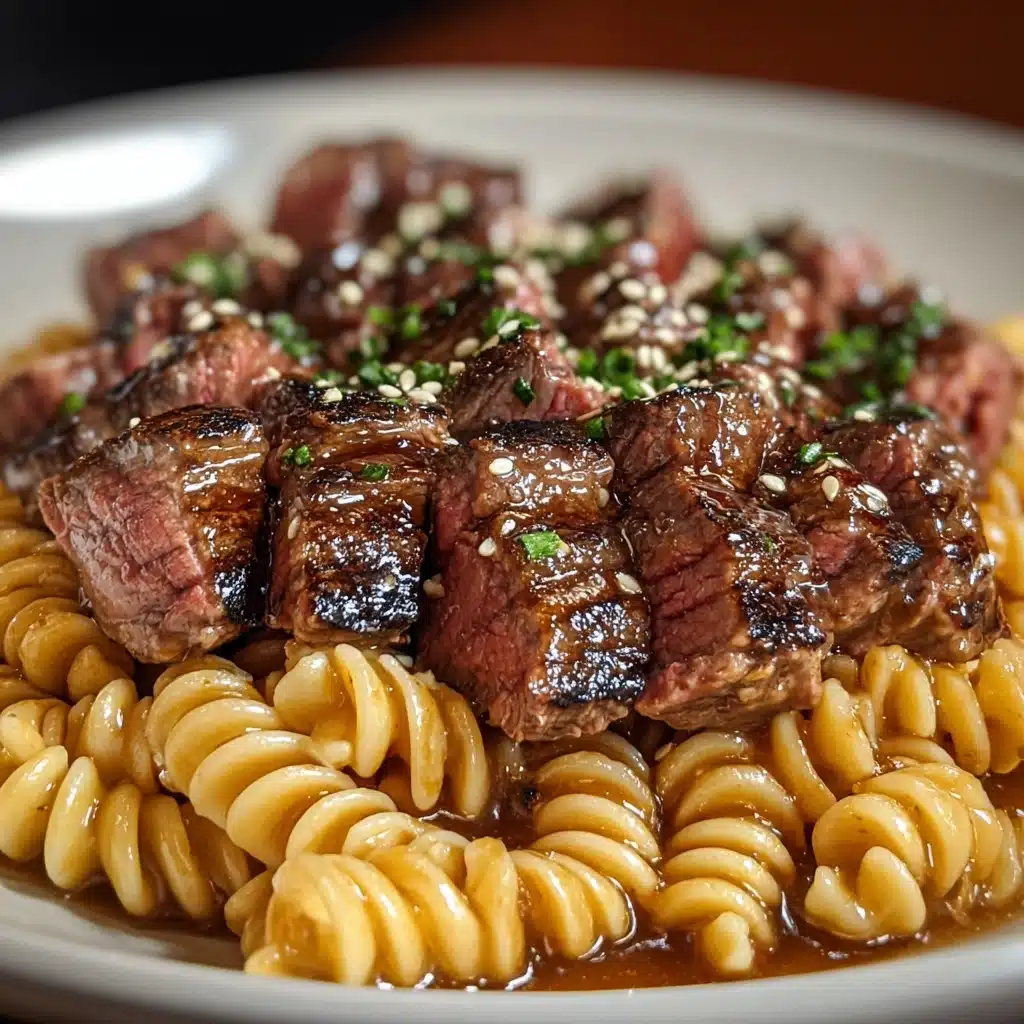 Sticky Honey Garlic Steak and Rotini Recipe - Recipe Image