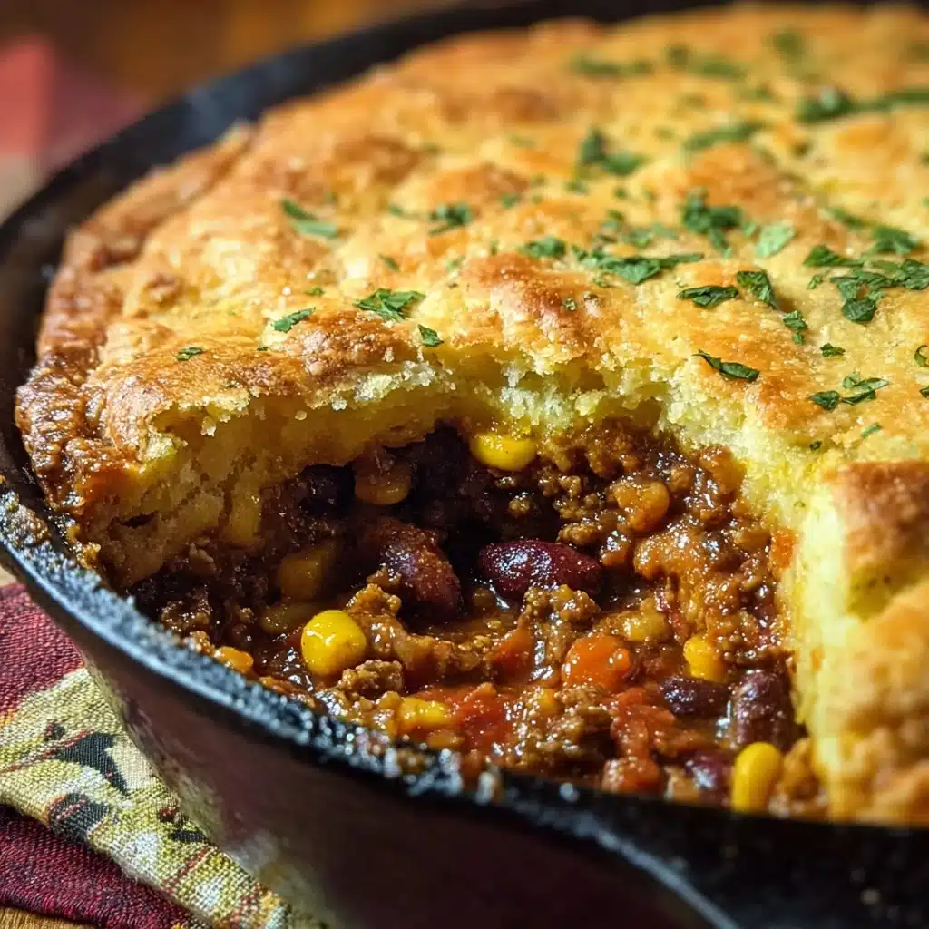 Skillet Chili Cornbread Pot Pie Recipe - Recipe Image