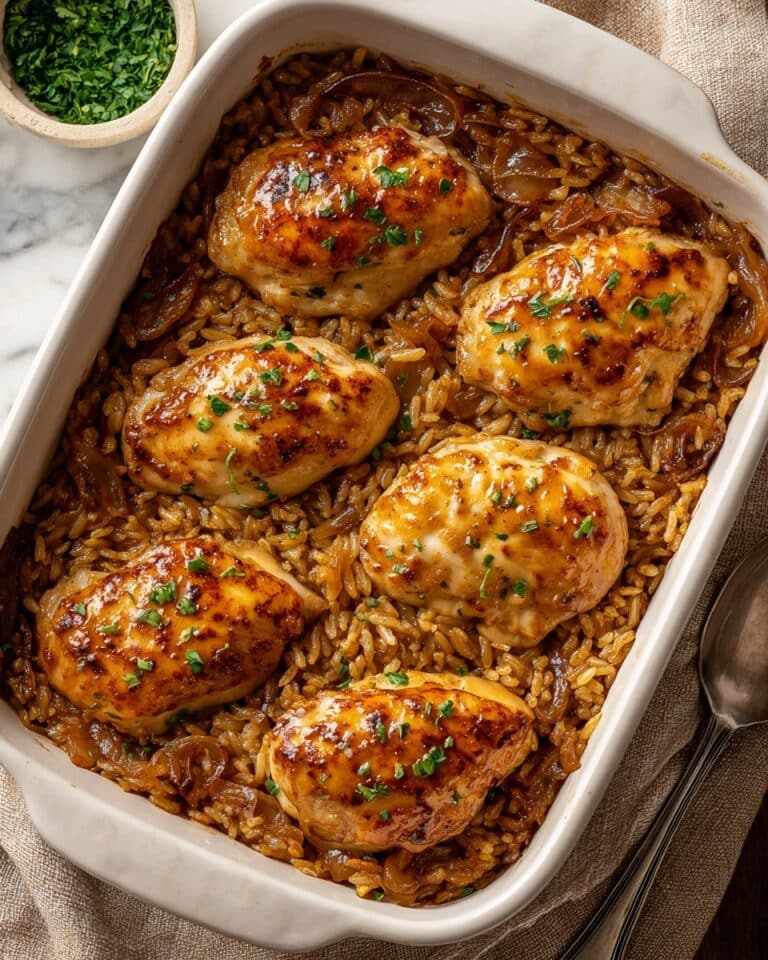 French Onion Chicken Orzo Casserole Recipe