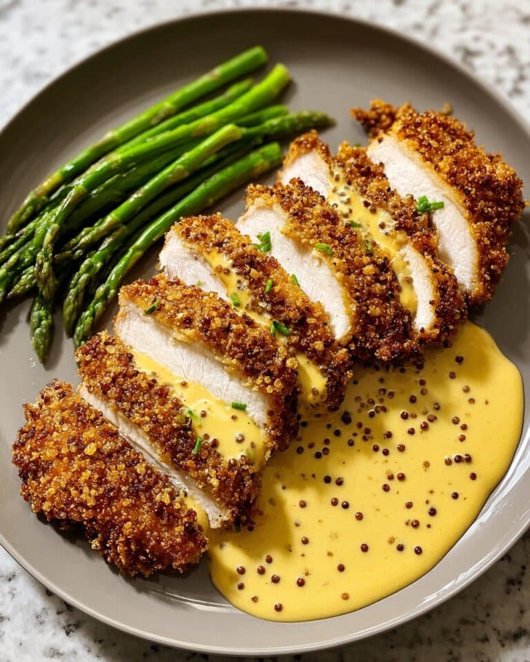 Pretzel Crusted Chicken with Cheddar Mustard Sauce Recipe