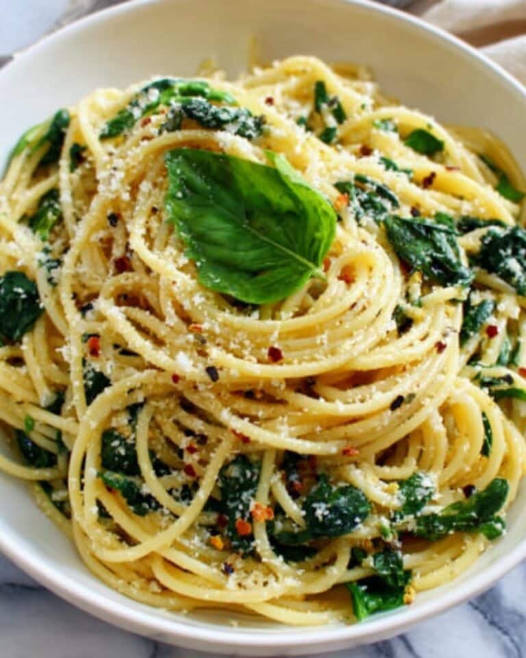 Spaghetti with Garlic & Spinach Recipe