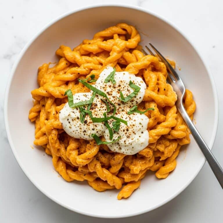 Creamy Red Pepper Pasta with Burrata & Herbs Recipe