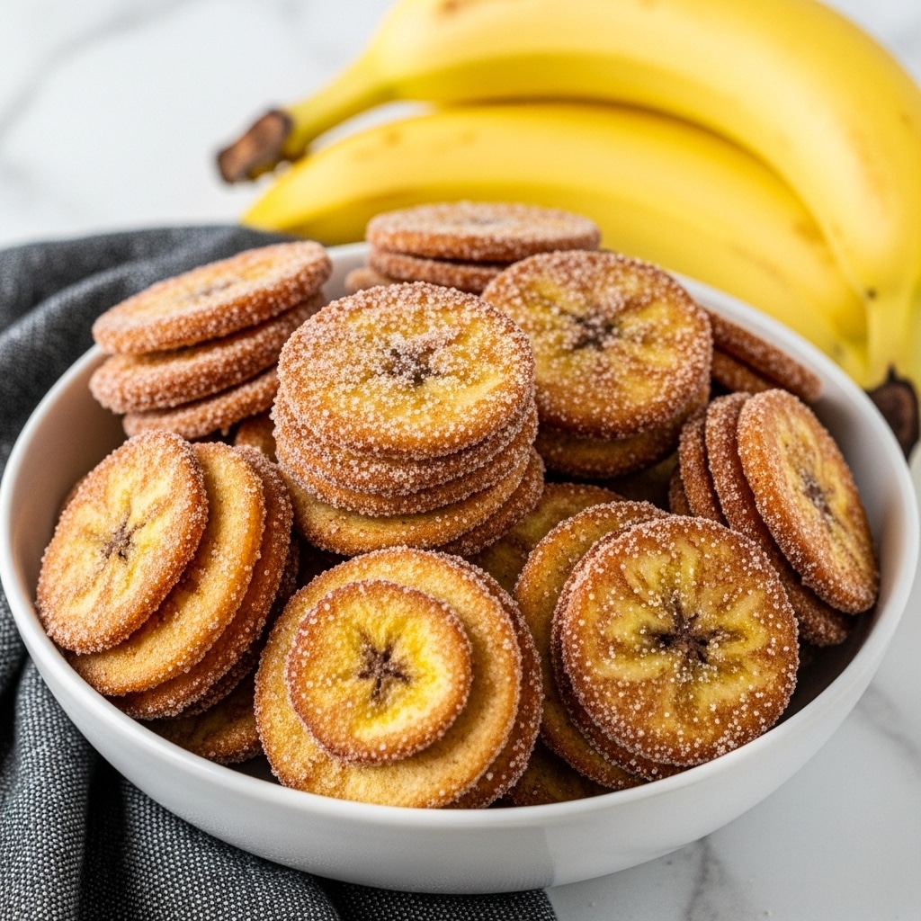 A white bowl filled with small, round banana pancakes stacked in layers, each pancake light golden-yellow with a slightly darker brown center, showing a soft and fluffy texture. The pancakes are dusted with fine white powdered sugar evenly covering the top layer, adding a gentle sparkle. In the background, blurred whole bananas add context with their bright yellow color, all set on a white marbled surface that gives a clean and fresh look. photo taken with an iphone --ar 4:5 --v 7