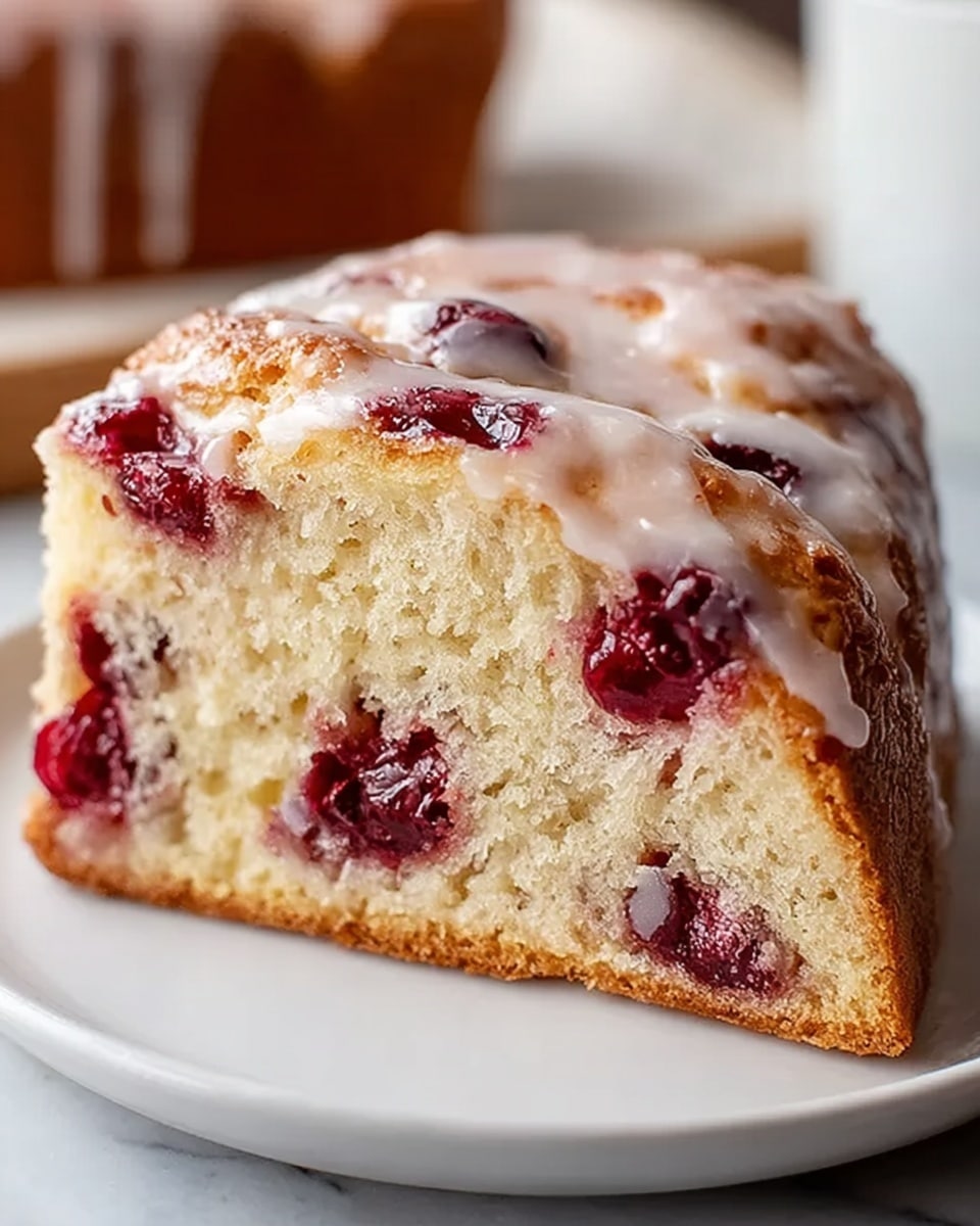 A close-up view of a scone cut in half on a white plate, showing a soft and light crumb inside with visible juicy, dark red berries scattered throughout. The top layer is golden brown and slightly crispy, covered with a thin, shiny white glaze dripping slightly over the edges. The white marbled surface underneath is softly blurred, keeping the focus on the scone’s texture and colors. Photo taken with an iphone --ar 4:5 --v 7