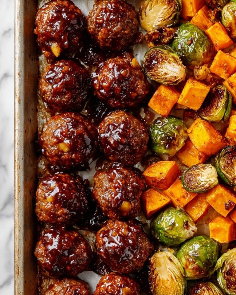 Korean BBQ Meatballs with Roasted Vegetables Recipe