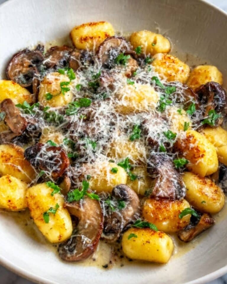 Mushroom Gnocchi with Parmesan Cream Sauce Recipe