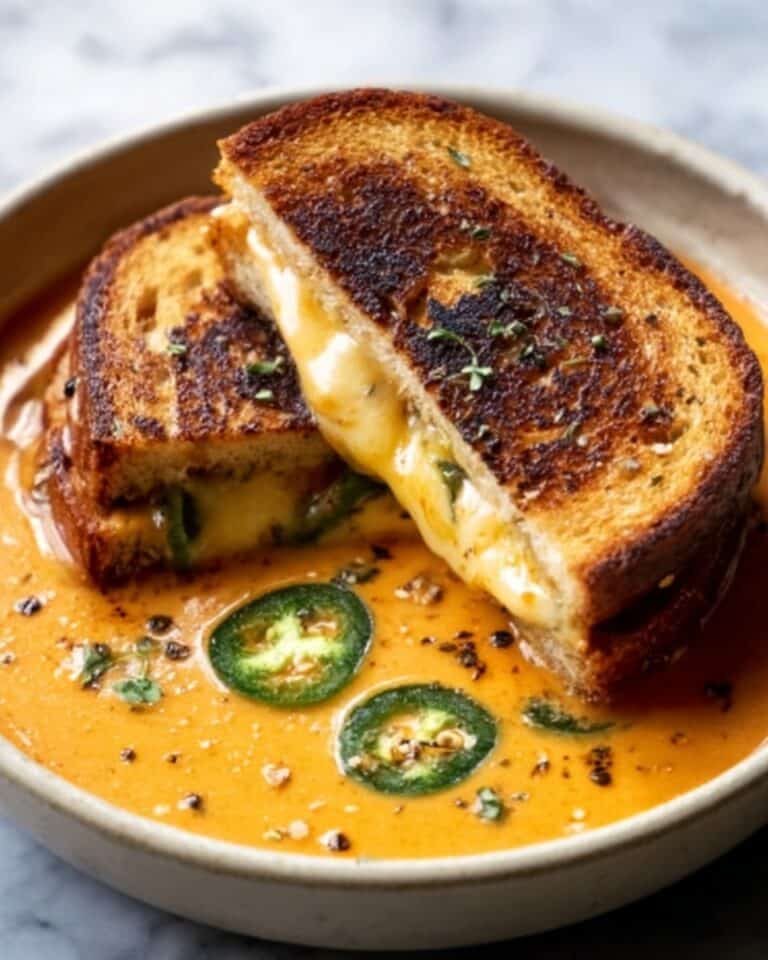 Spicy Jalapeño Popper Soup with Grilled Cheese Dippers Recipe